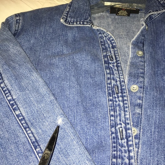 Vintage denim American eagle JEAN button down long sleeve western fitted top M - Picture 8 of 11